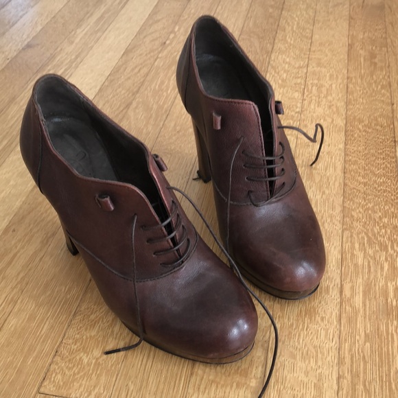 Joie vintage style platform brown leather lace up heels size 38 - Picture 10 of 12